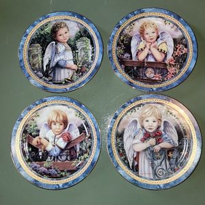 VTG Tender Gatekeepers Cherubic Boy Angel Bradford Exchange 4 Plate Love Series
